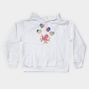 Octopus with Balloons Kids Hoodie